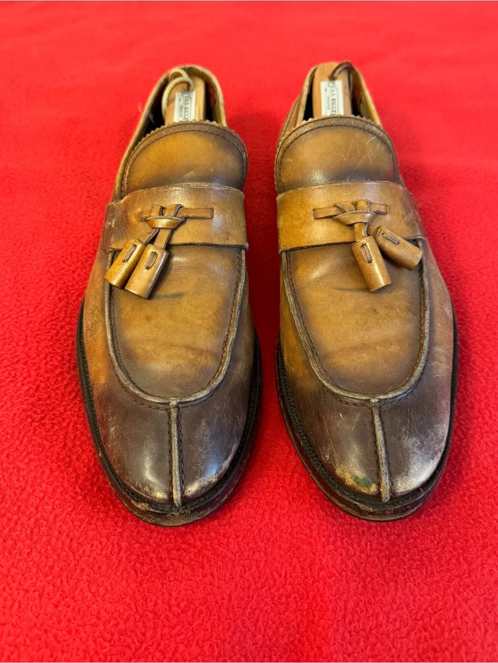 Vintage Gucci Loafers Tan brown Leather Men’s Size 9.5 Shoes Italy Made - Picture 2 of 14